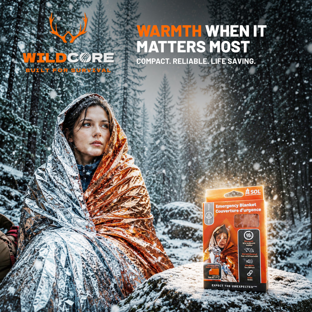 Wildcore HeatShield™ Emergency Survival Blanket Stay Warm When It Matters Most.