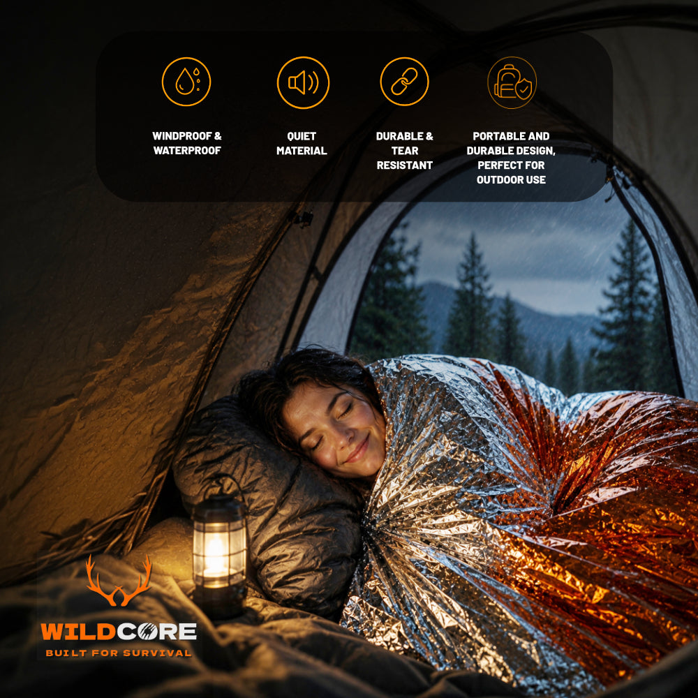 Wildcore HeatShield™ Emergency Survival Blanket Stay Warm When It Matters Most.