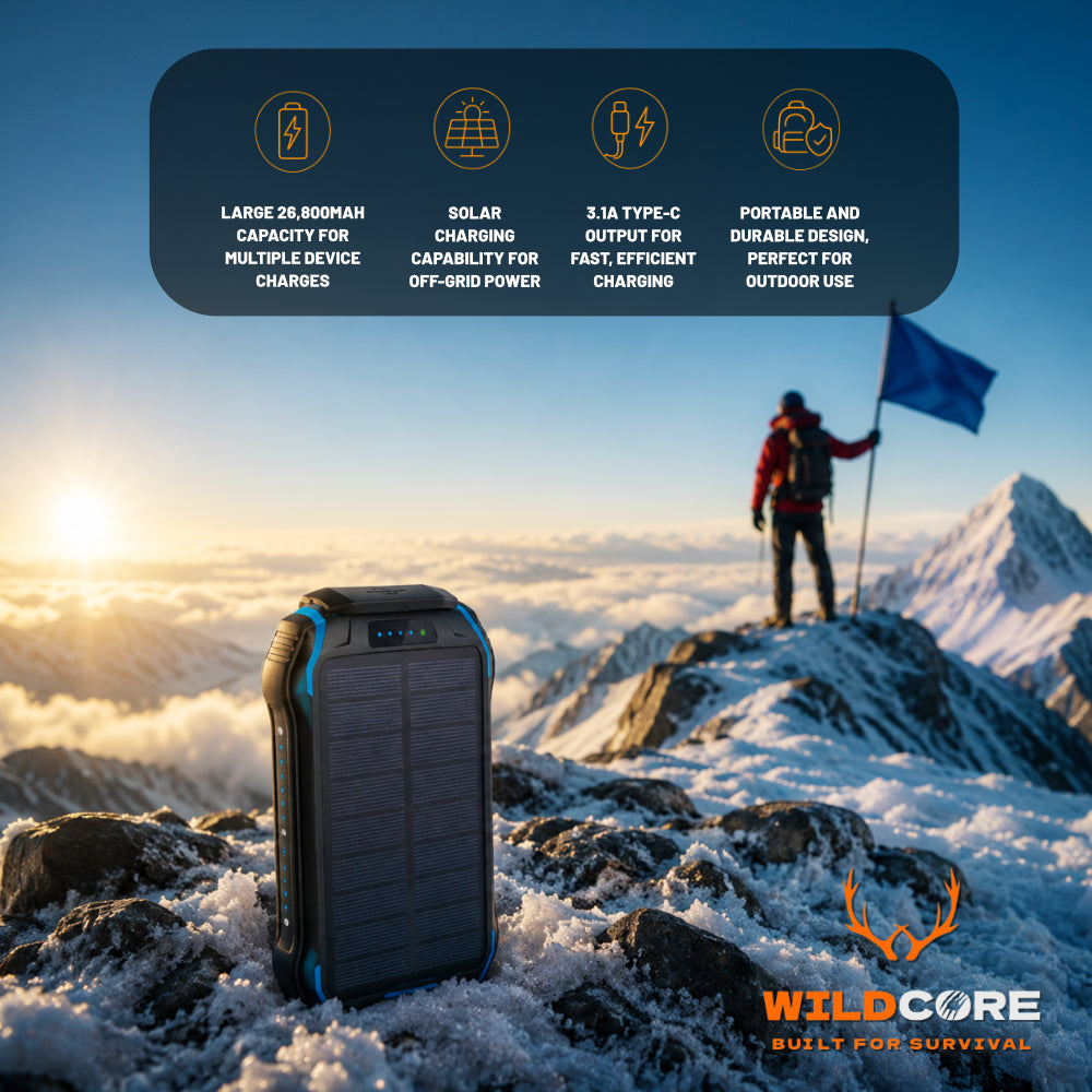 Wildcore SummitCharge™ 26800mAh Solar Power Bank