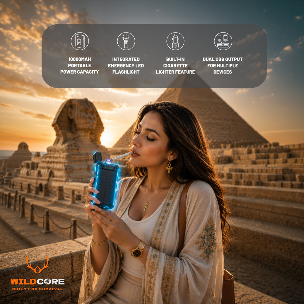 Wildcore IgniteCharge™ Solar Power Bank with Electric Lighter