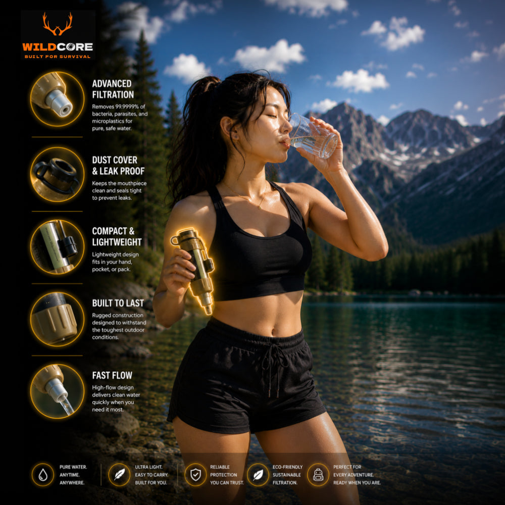 Wildcore PureFlow™ Emergency Water Filter Straw (Single)