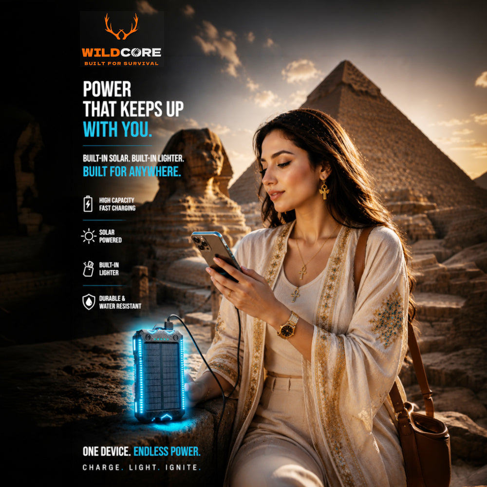 Wildcore IgniteCharge™ Solar Power Bank with Electric Lighter