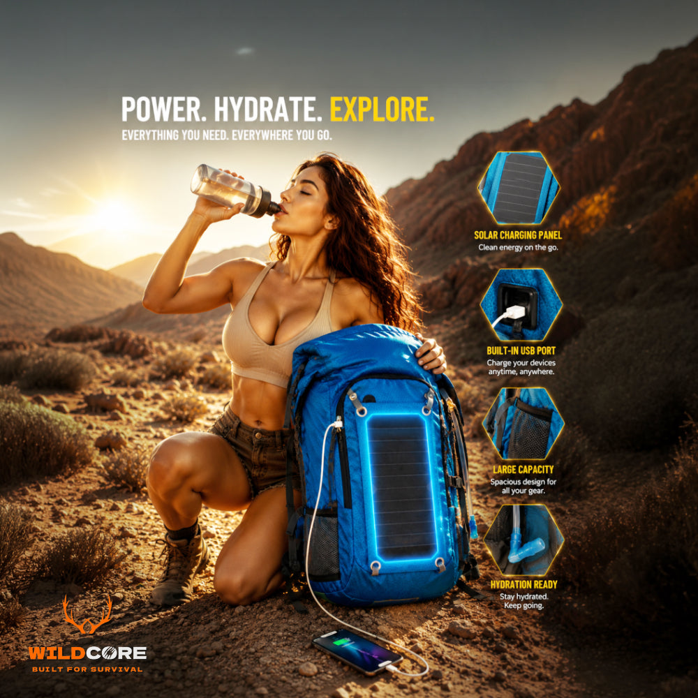 Wildcore SolarTrail™ Adventure Backpack Carry Your Journey. Power Every Adventure.