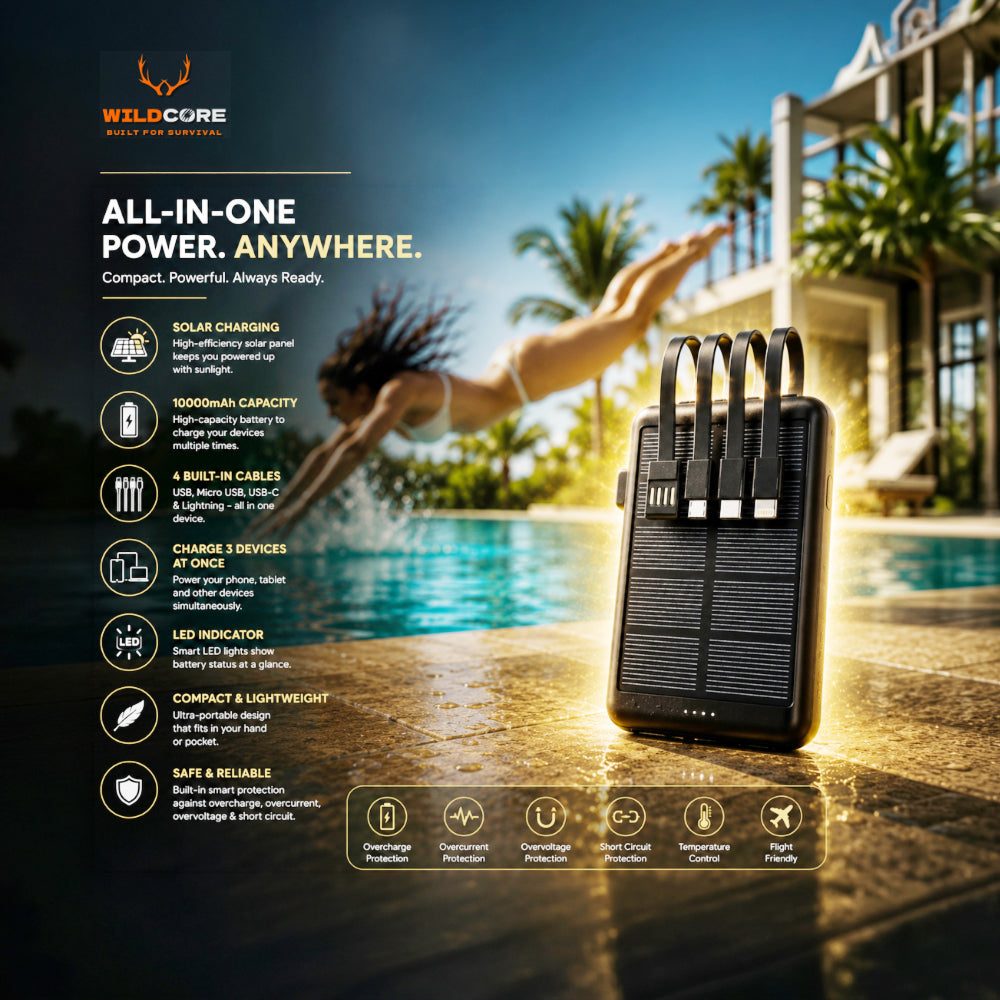 Wildcore SunCharge™ 20000mAh Mini Solar Power Bank