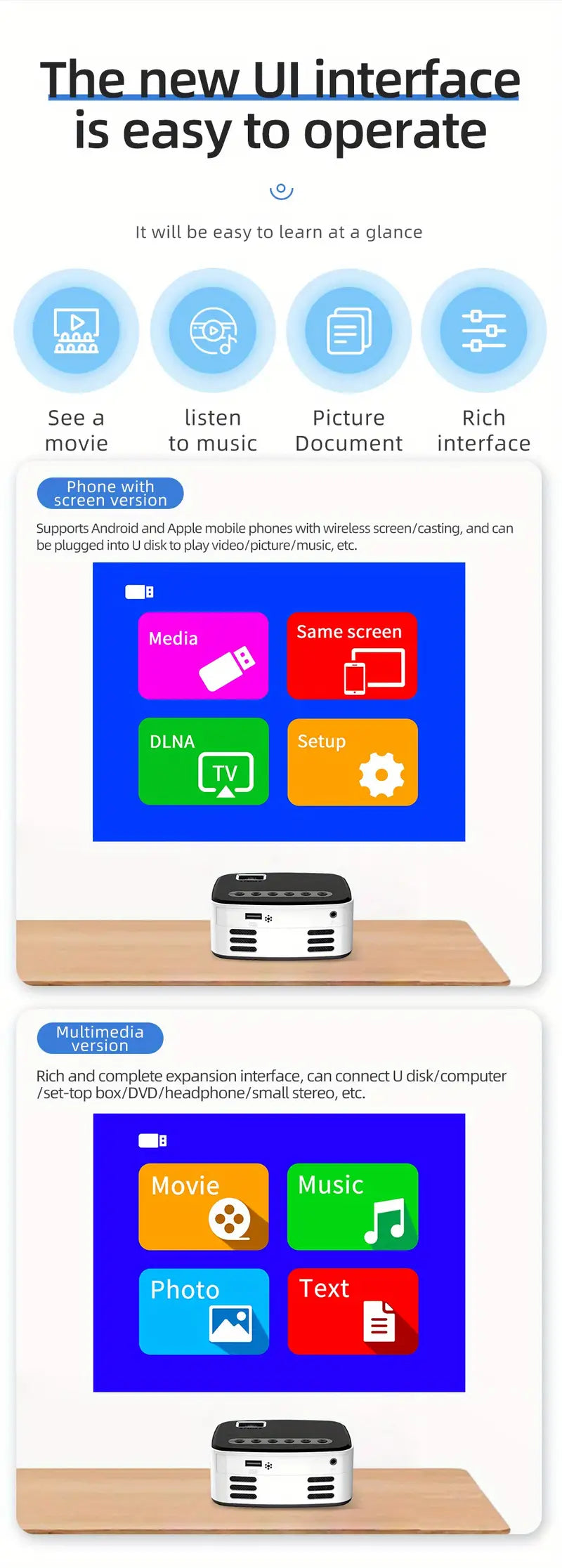 Wildcore CinemaGo™ Wireless Mini Outdoor Projector for Apple & Android