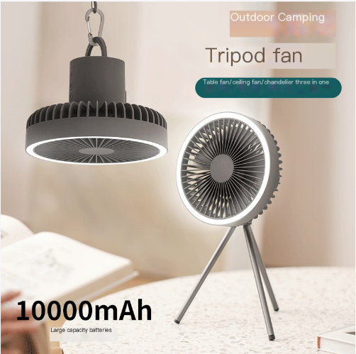 Wildcore BreezeGlow™ Portable USB Tripod Camping Fan with LED Light